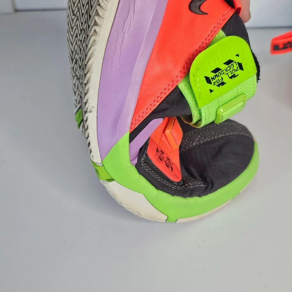 Nike LeBron Soldier 13 GS Black Green‎ Orange Purple AR7585-002 Kids Size 5.5Y